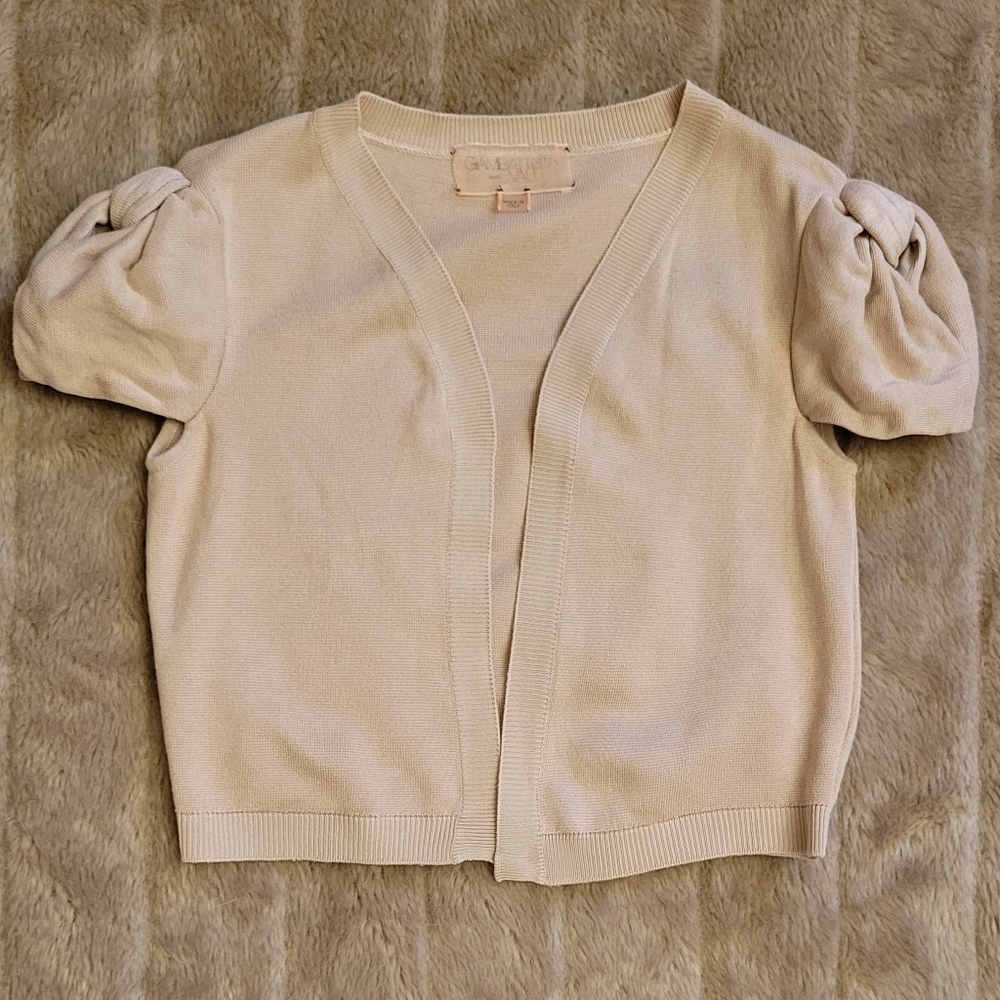 Giambattista Valli cropped silk shrug with bow sleeve detail